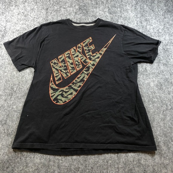 Nike Other - Nike Shirt Mens 2XL Black Camo Swoosh Spell Out Logo Graphic Tee Regular Fit
